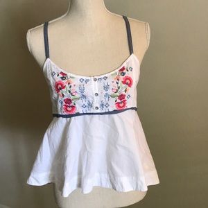 A&F summer tank embroidery cotton white